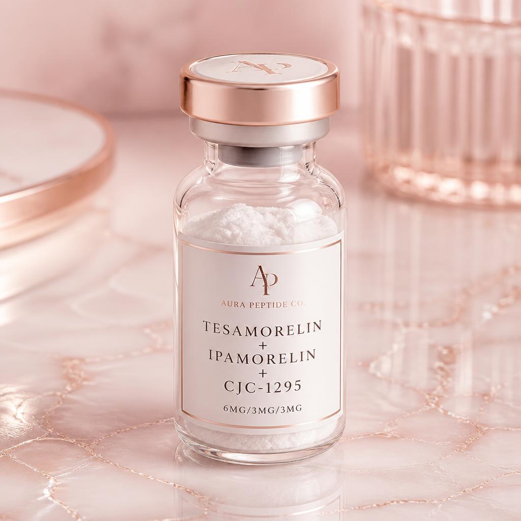 Tesamorelin + Ipamorelin + CJC-1295 No DAC 12mg research peptide vial